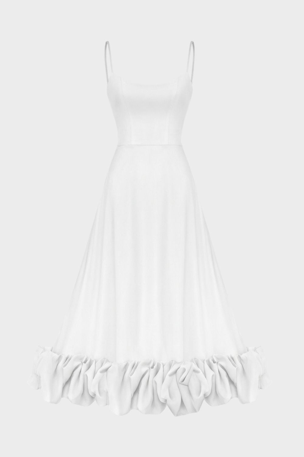 Midikleid Damen mit Trägern und Volant