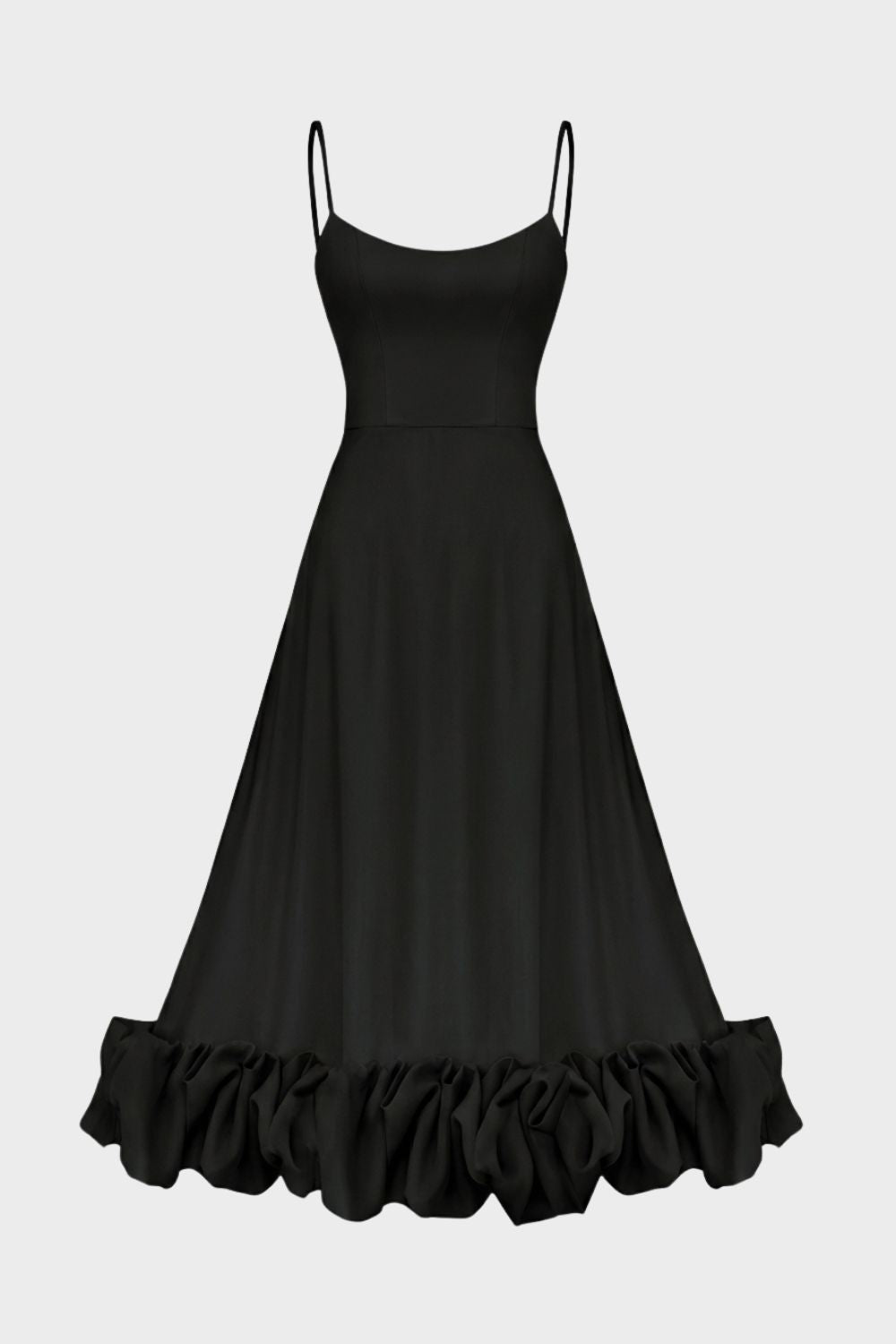 Midikleid Damen mit Trägern und Volant