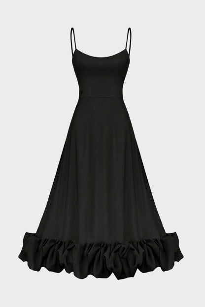 Midikleid Damen mit Trägern und Volant