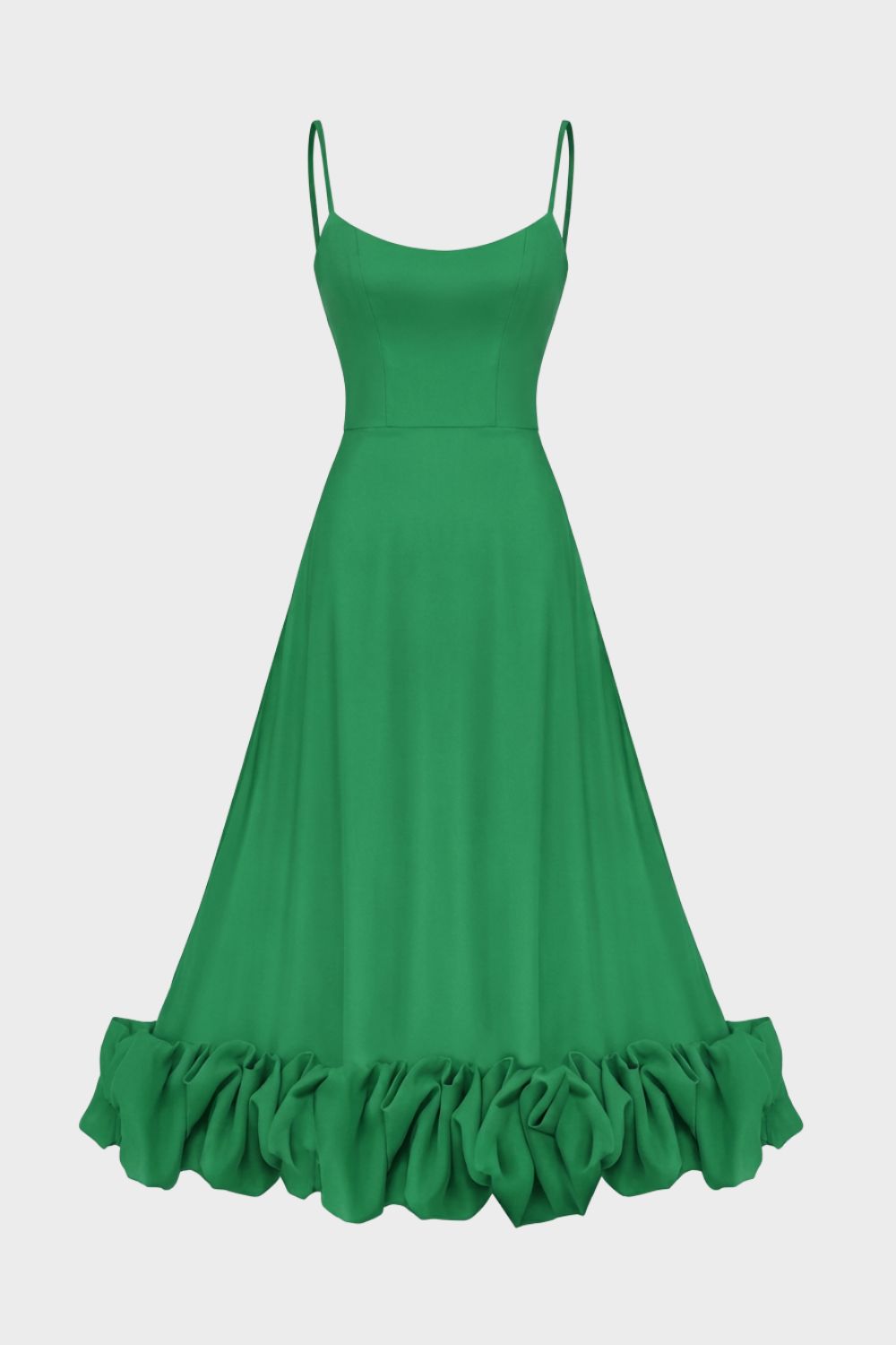 Midikleid Damen mit Trägern und Volant