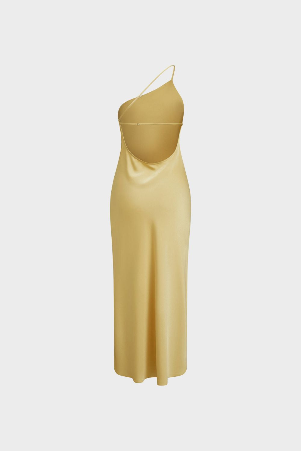 Damen One Shoulder Kleid lang mit Beinschlitz und schmalem Träger