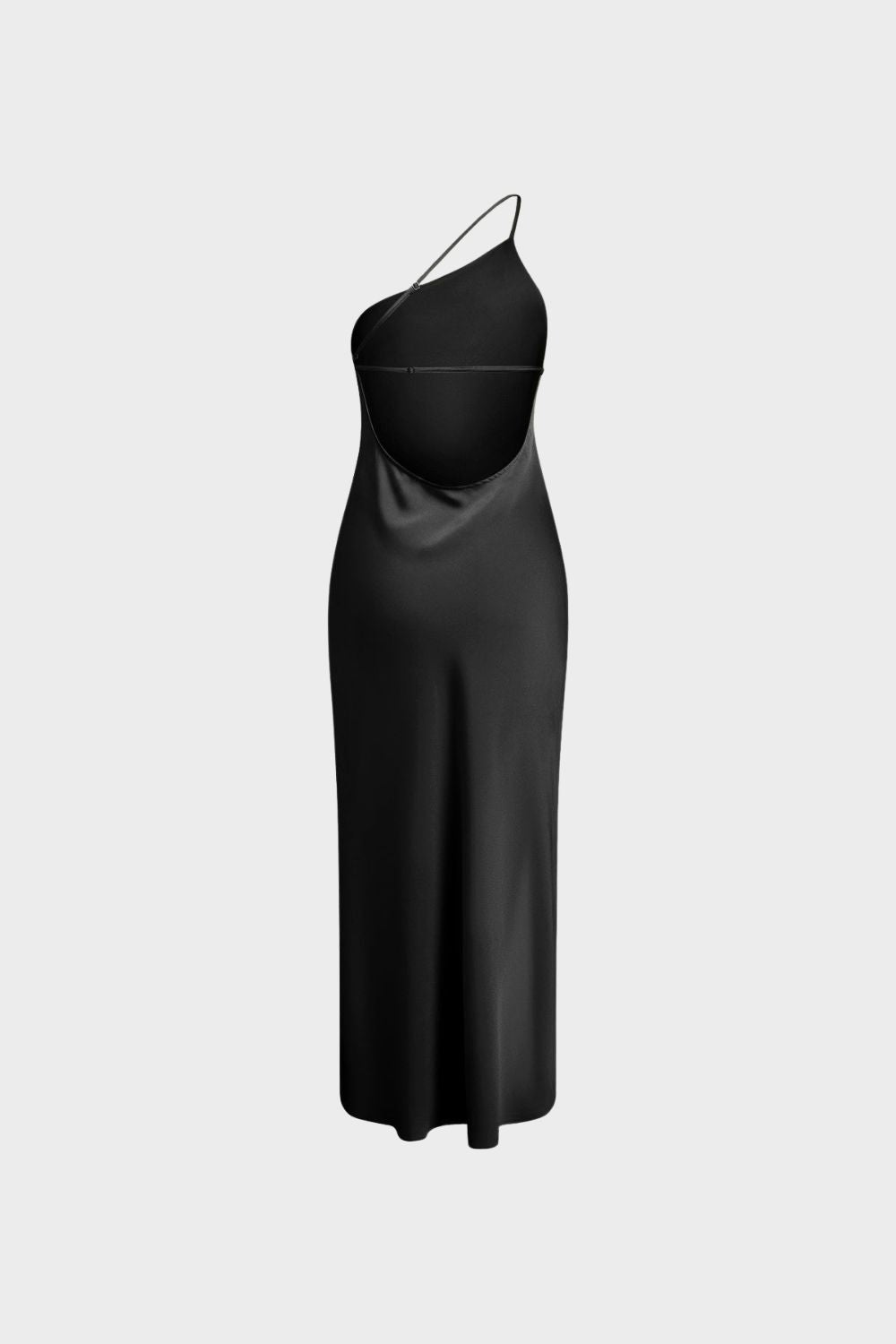 Damen One Shoulder Kleid lang mit Beinschlitz und schmalem Träger