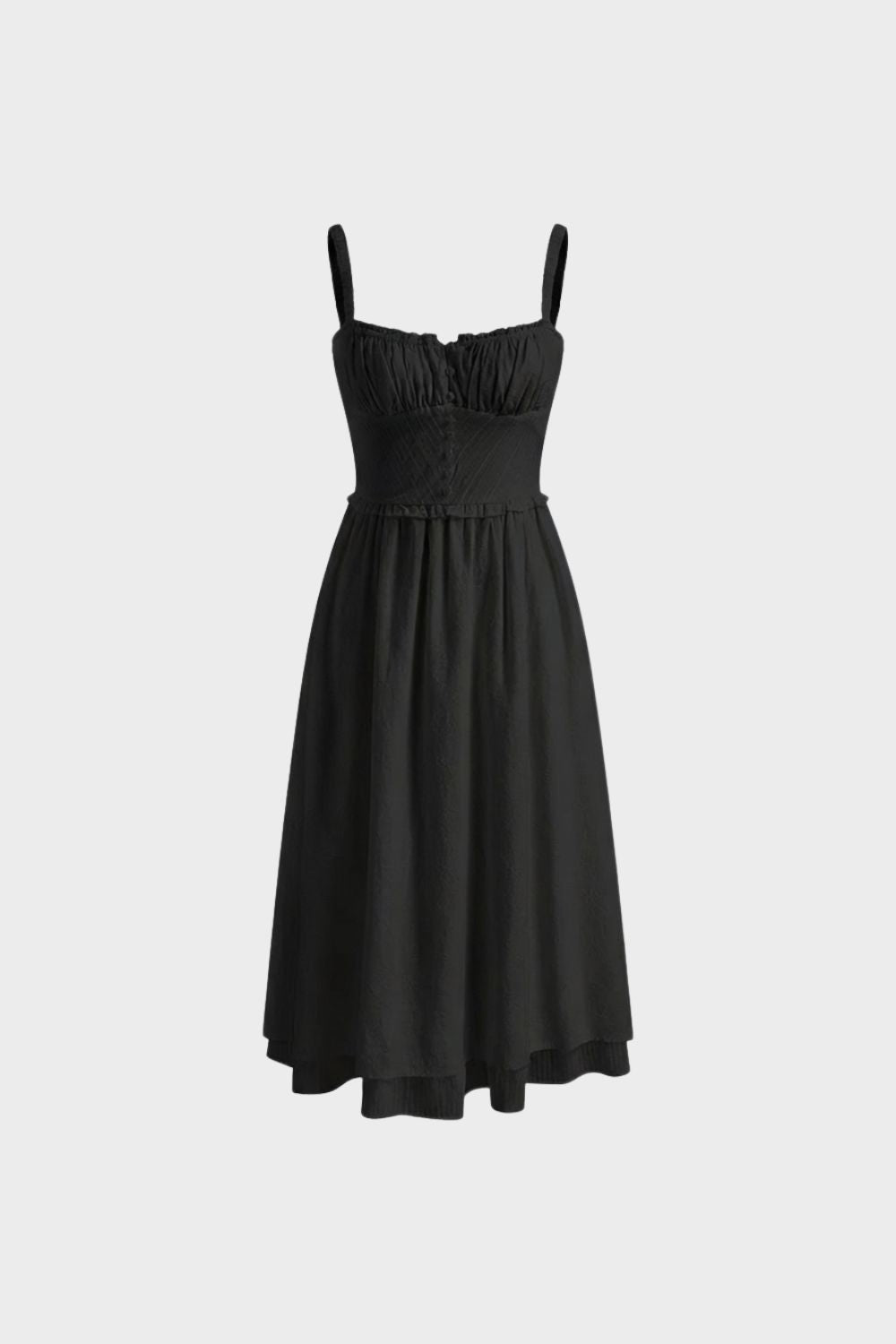 Sommerkleid Damen Midikleid mit Trägern und Raffung