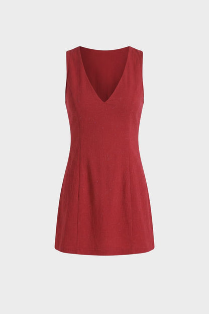 Kleid Damen A Linien Kleid mit V Ausschnitt