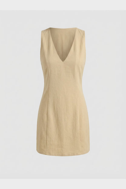Kleid Damen A Linien Kleid mit V Ausschnitt