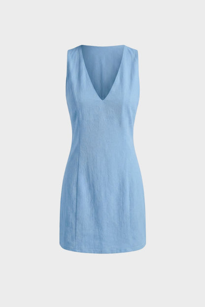 Kleid Damen A Linien Kleid mit V Ausschnitt
