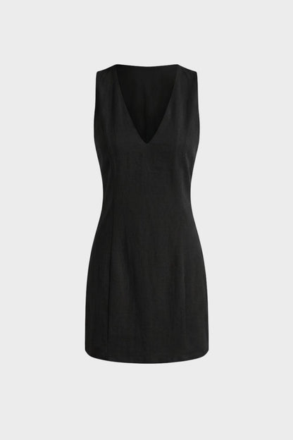 Kleid Damen A Linien Kleid mit V Ausschnitt