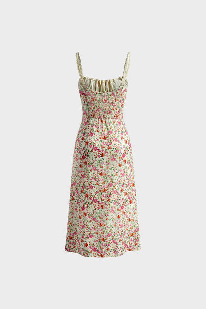 Sommerkleid Damen Midikleid mit Blumenmuster und Trägern