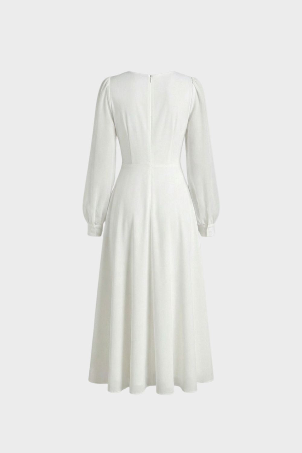 Kleid Damen Midikleid mit V Ausschnitt und Langarm