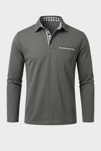 Poloshirt Herren Langarm mit Kragen und Brusttasche