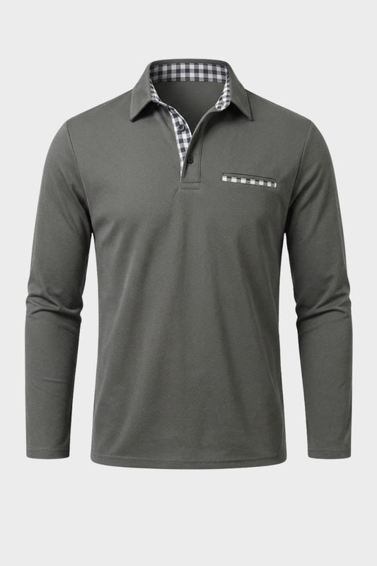 Poloshirt Herren Langarm mit Kragen und Brusttasche