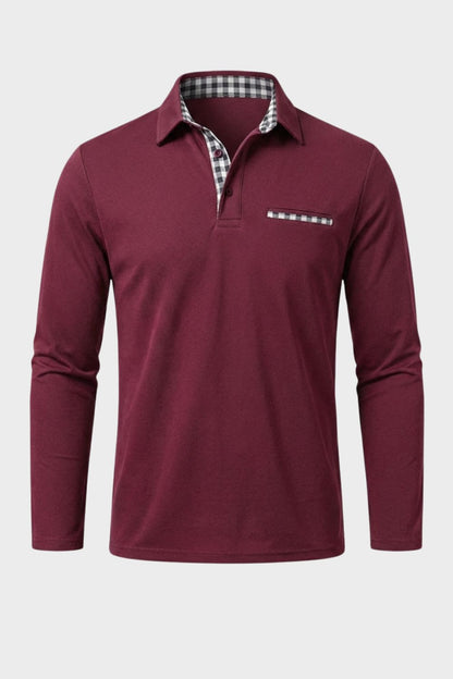 Poloshirt Herren Langarm mit Kragen und Brusttasche
