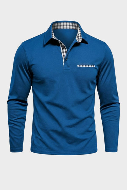 Poloshirt Herren Langarm mit Kragen und Brusttasche