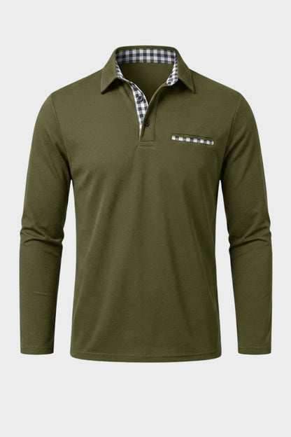 Poloshirt Herren Langarm mit Kragen und Brusttasche