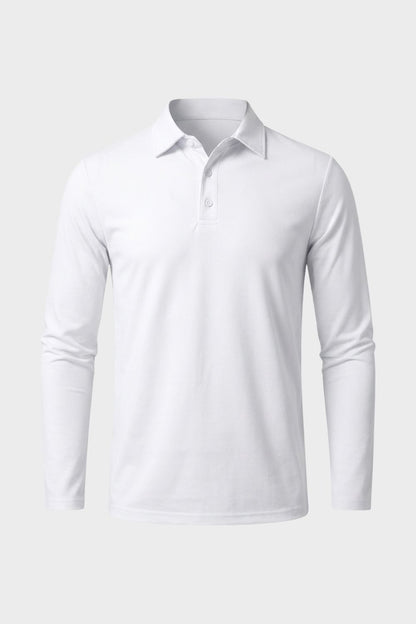 Herren Poloshirt Langarm mit Knopfleiste