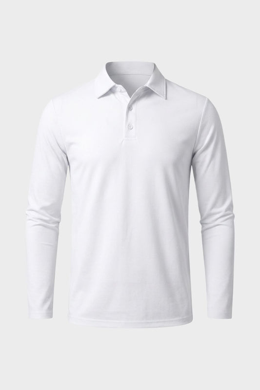 Herren Poloshirt Langarm mit Knopfleiste