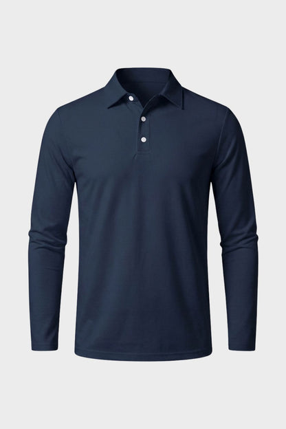 Herren Poloshirt Langarm mit Knopfleiste