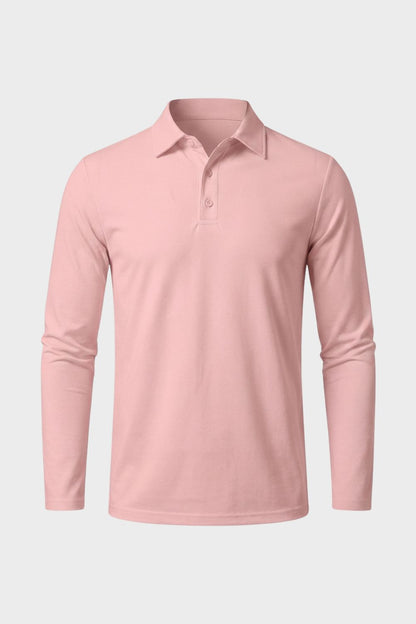 Herren Poloshirt Langarm mit Knopfleiste