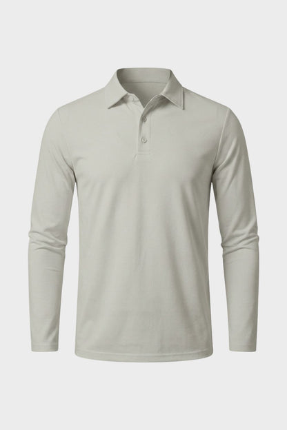 Herren Poloshirt Langarm mit Knopfleiste
