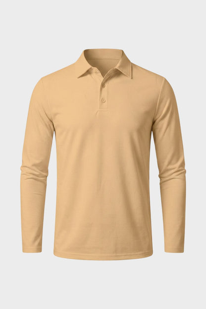 Herren Poloshirt Langarm mit Knopfleiste