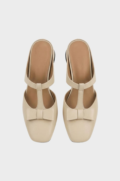Damen Mary Jane Pumps mit Schleife und eckiger Spitze