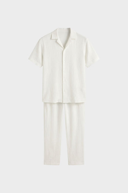 Herren Pyjama Set aus Baumwolle mit Kurzarm Hemd