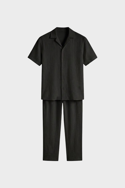 Herren Pyjama Set aus Baumwolle mit Kurzarm Hemd