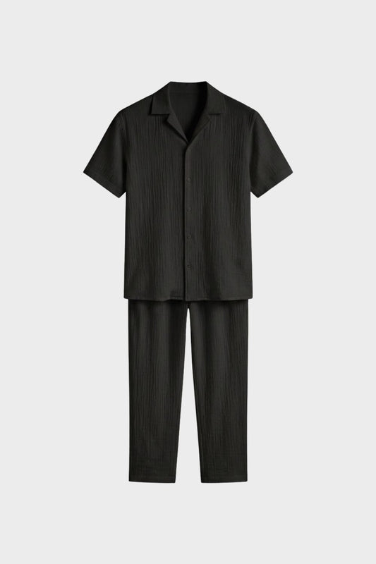 Herren Pyjama Set aus Baumwolle mit Kurzarm Hemd