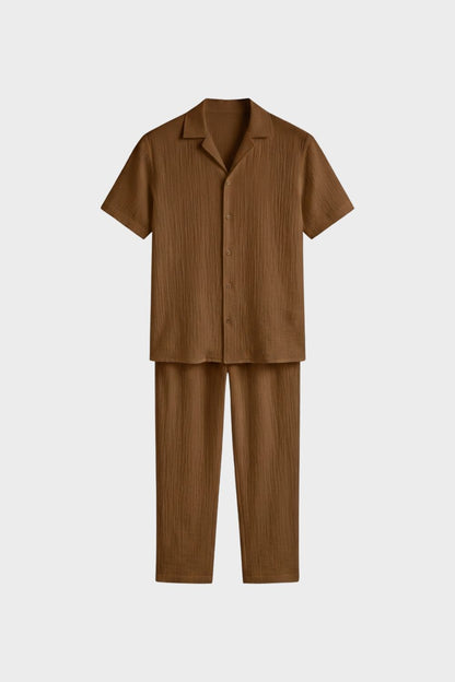 Herren Pyjama Set aus Baumwolle mit Kurzarm Hemd