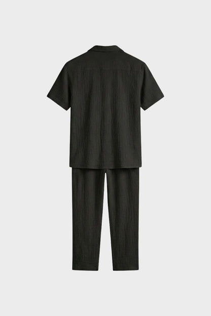 Herren Pyjama Set aus Baumwolle mit Kurzarm Hemd