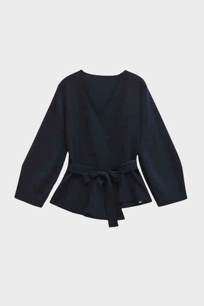 Damen Wickelbluse mit Gürtel und V-Ausschnitt