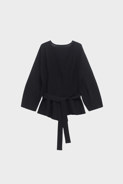 Damen Wickelbluse mit Gürtel und V-Ausschnitt
