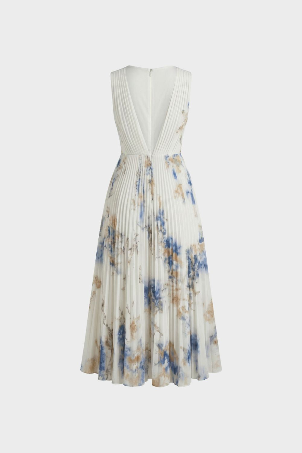 Damen Midikleid mit Plissee und V-Ausschnitt