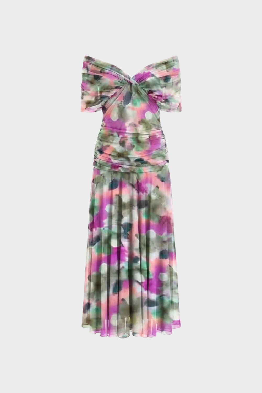 Damen Abendkleid aus Chiffon mit Off-Shoulder Ausschnitt