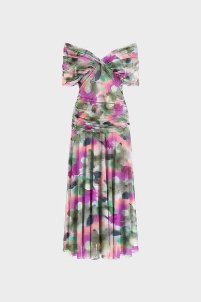 Damen Abendkleid aus Chiffon mit Off-Shoulder Ausschnitt