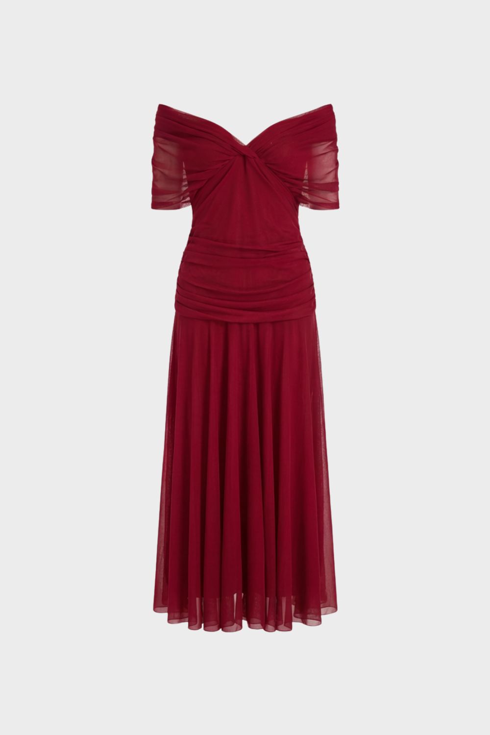 Damen Abendkleid aus Chiffon mit Off-Shoulder Ausschnitt