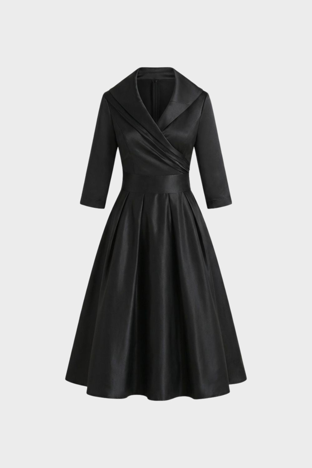 Damen Wickelkleid in A-Linie mit 3/4-Ärmeln