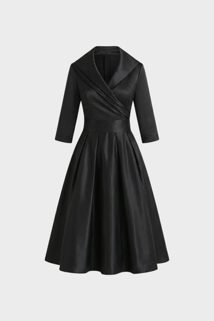 Damen Wickelkleid in A-Linie mit 3/4-Ärmeln