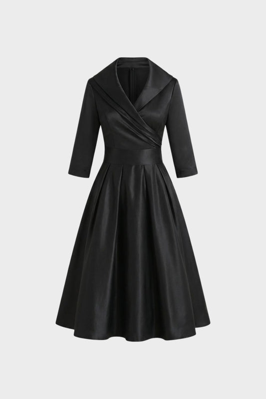 Damen Wickelkleid in A-Linie mit 3/4-Ärmeln