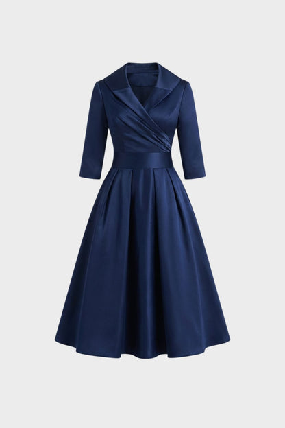 Damen Wickelkleid in A-Linie mit 3/4-Ärmeln