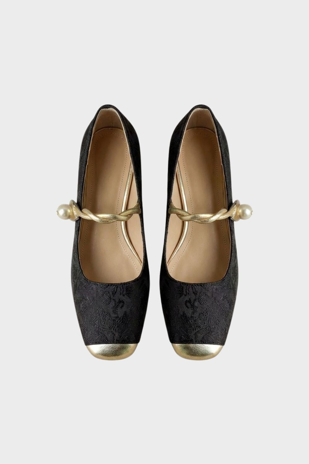 Damen Mary Jane Ballerinas mit Perlenriemen