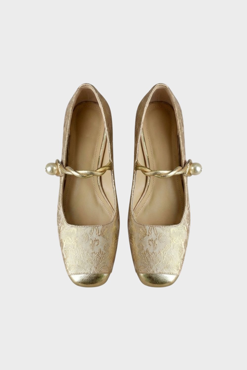 Damen Mary Jane Ballerinas mit Perlenriemen