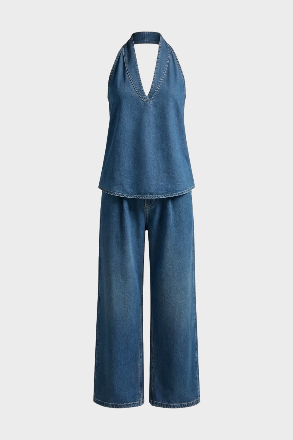 Damen Jumpsuit Wide-Leg | V-Ausschnitt – Hauptansicht
