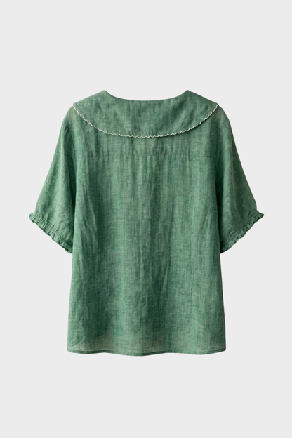 Bluse Damen mit Kurzarm und Knopfleiste