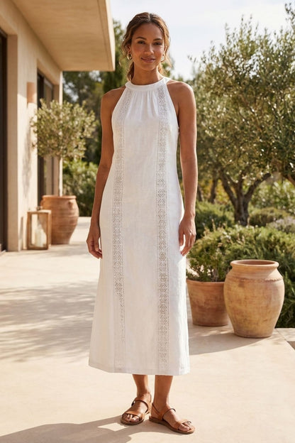 Damen Maxikleid | Stehkragen Ärmellos – Sicht von oben