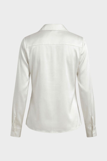 Damen Satin Bluse – Wasserfall – Detail-Ansicht