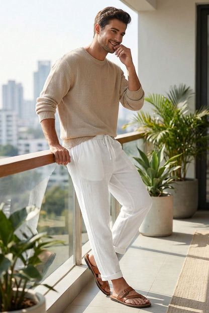 Herren Relaxed Linenhose – Loose – Detail Verarbeitung