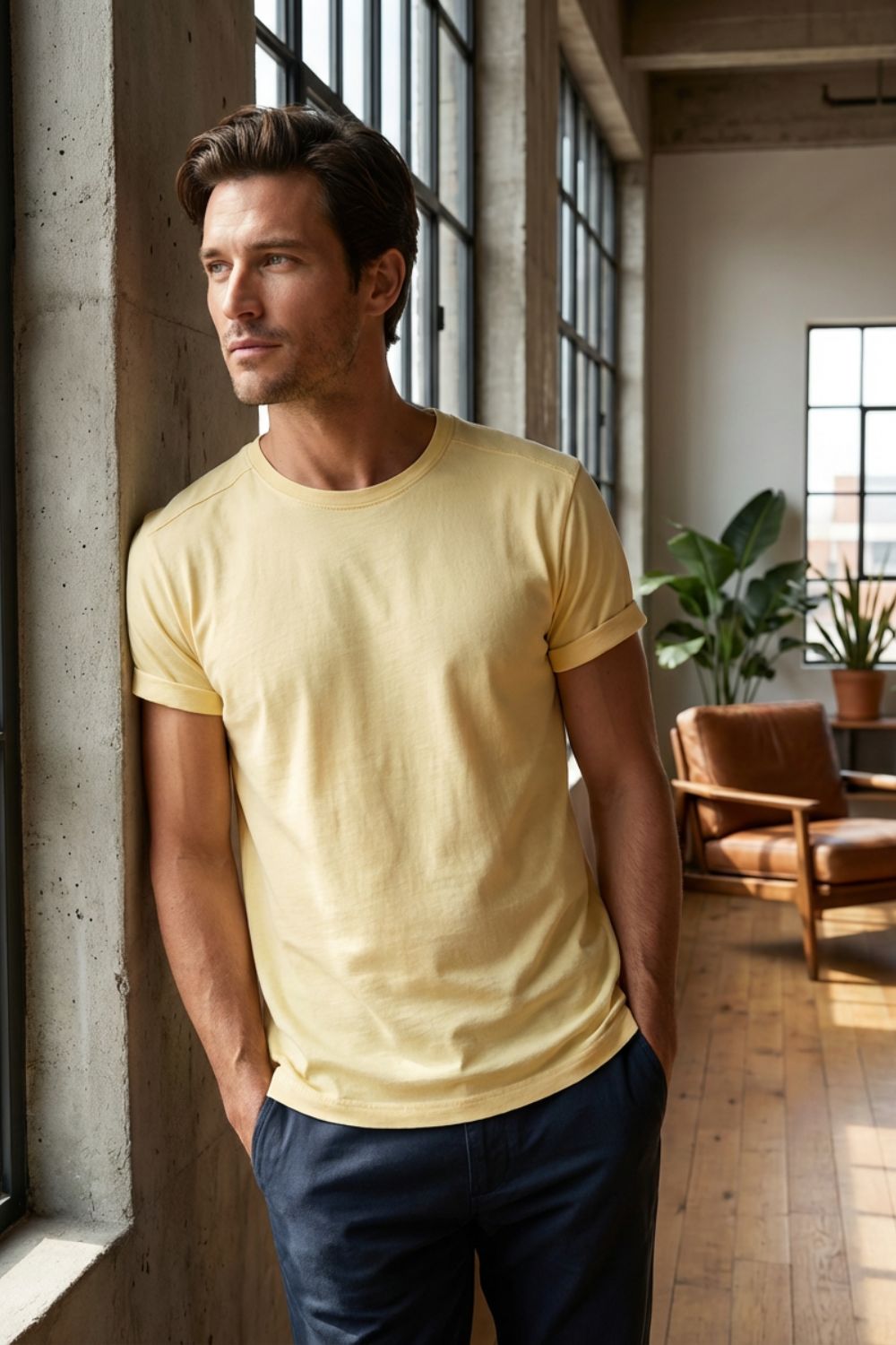 Herren Basic Tee – Vintage Crew – Pass-Bild