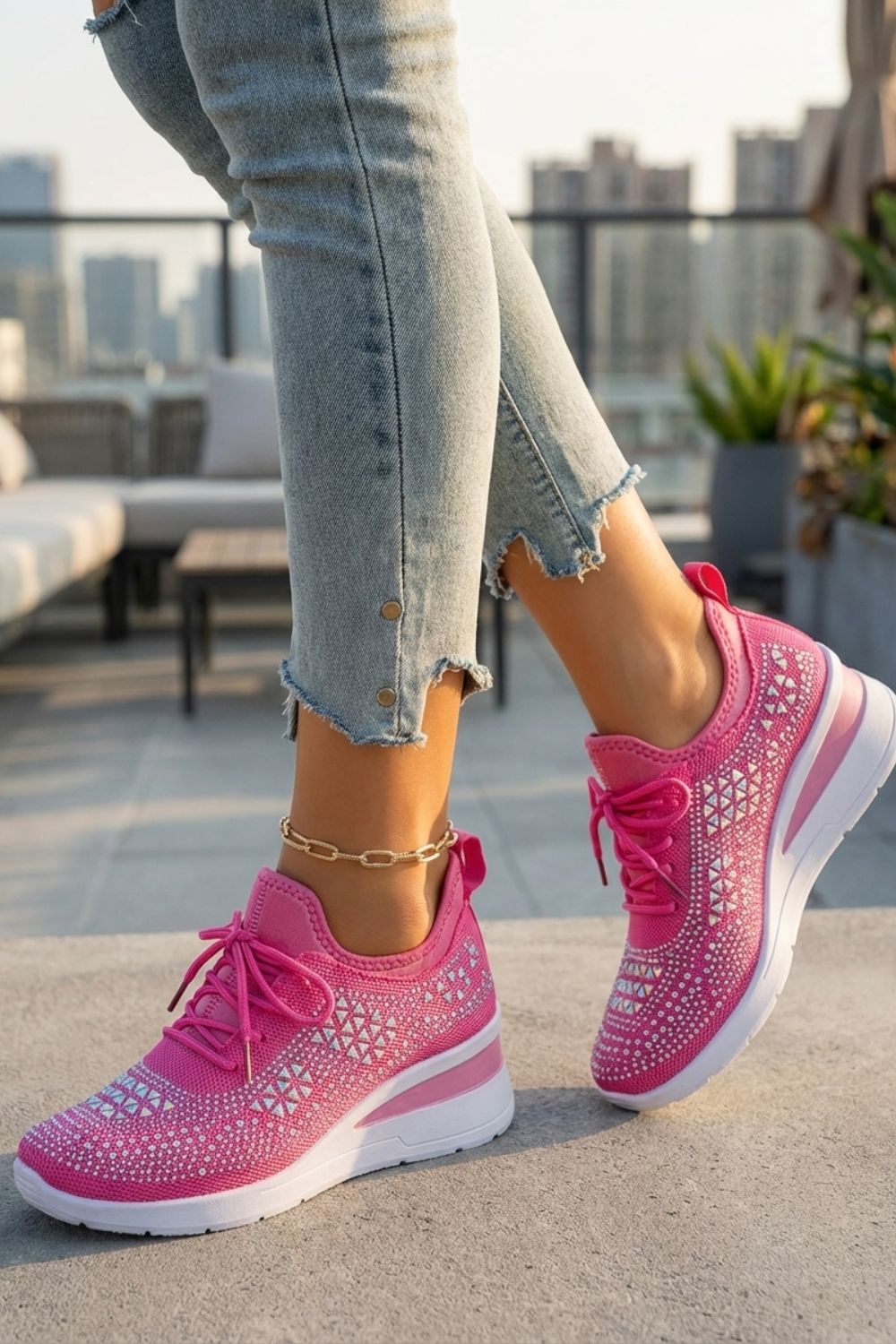 Damen Glitzer Sneaker | Mesh