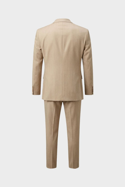 Herren Sommeranzug 3-Teilig Beige – Rückansicht Sakko und Hose